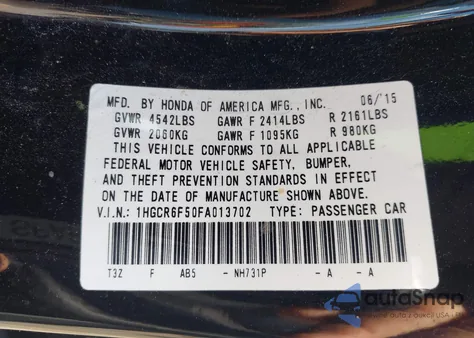 2015 Honda Accord Hybrid Exl z USA, uszkodzony, nr VIN 1HGCR6F50FA013702